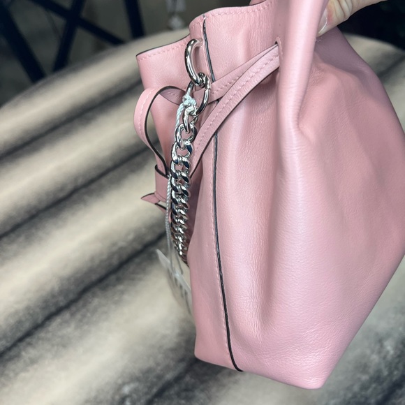 { Jimmy Choo } Callie Drawstring S/Blush Crossbody Purse Handbag - Picture 7 of 11